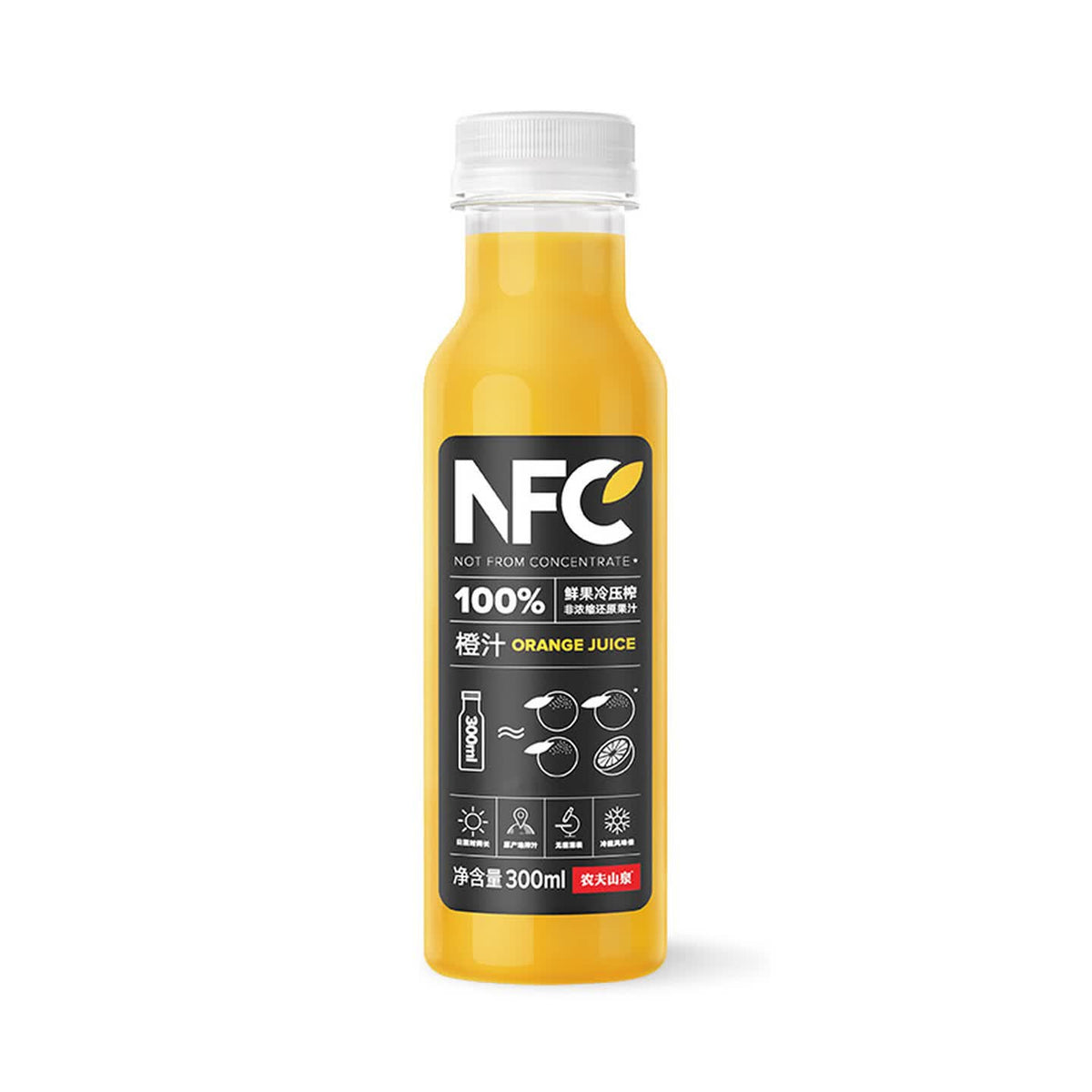 农夫山泉100%纯果汁NFC橙汁300ml*24瓶鲜果冷压榨0添加剂饮料礼盒