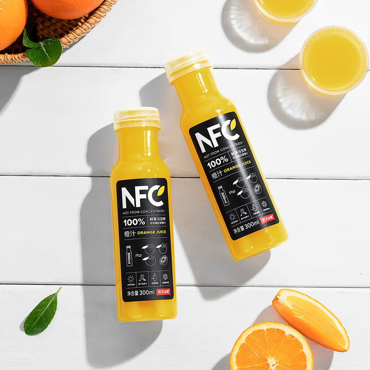 农夫山泉100%纯果汁NFC橙汁300ml*24瓶鲜果冷压榨0添加剂饮料礼盒